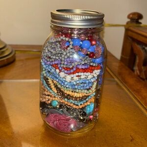 2.6 LBS Jewelry Jar “A” Wearable Quality Pieces Necklaces Bracelets Earrings